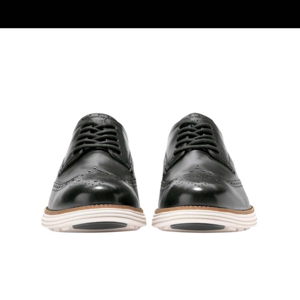 Cole Haan Men’s Original Grand Remastered Leather Wingtip Oxfords - Black Ivory - Picture 4 of 9